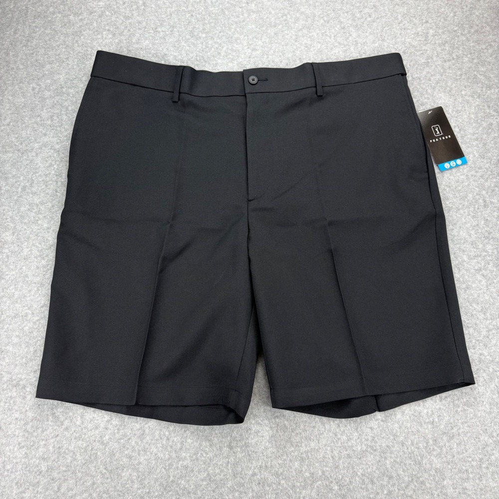 PGA Tour Golf Shorts Mens 42 Black Performance Sunflux Driflux Active Sporty